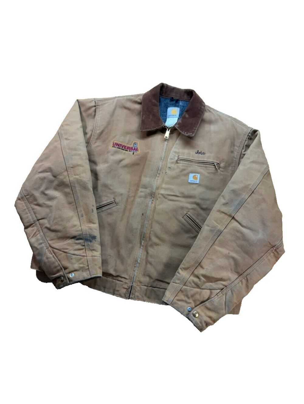 VTG Carhartt Detroit Jacket Brown Duck 48 XL XXL Lined
